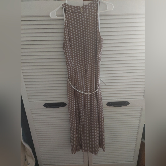 TOMMY HILFIGER Womens Tan Belted Lined Sleeveless Midi Fit + Flare Dress-6 - Picture 7 of 8